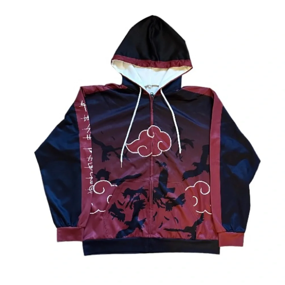 Naruto Hoodie Full Zip Anime Manga All-Over Print Graphic Sweatshirt | Size L
